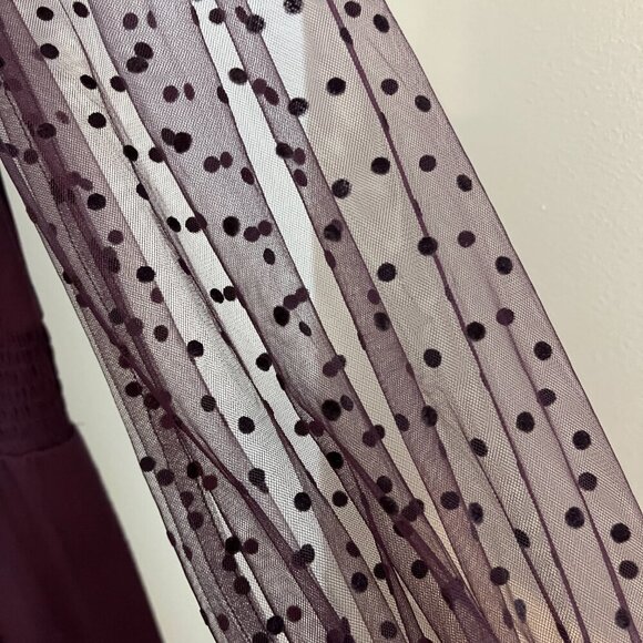 Boden Plum Purple Dots Tulle Long Sleeve Jersey Midi Party Dress 12P - Picture 5 of 11